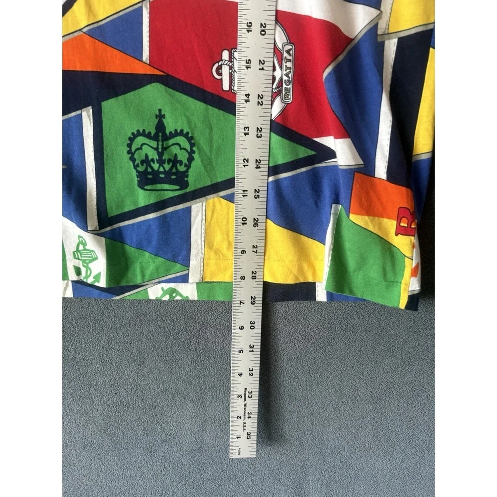 Polo Ralph Lauren Yacht Club RLYC All Over Print Flag Anchor Graphic T-Shirt M